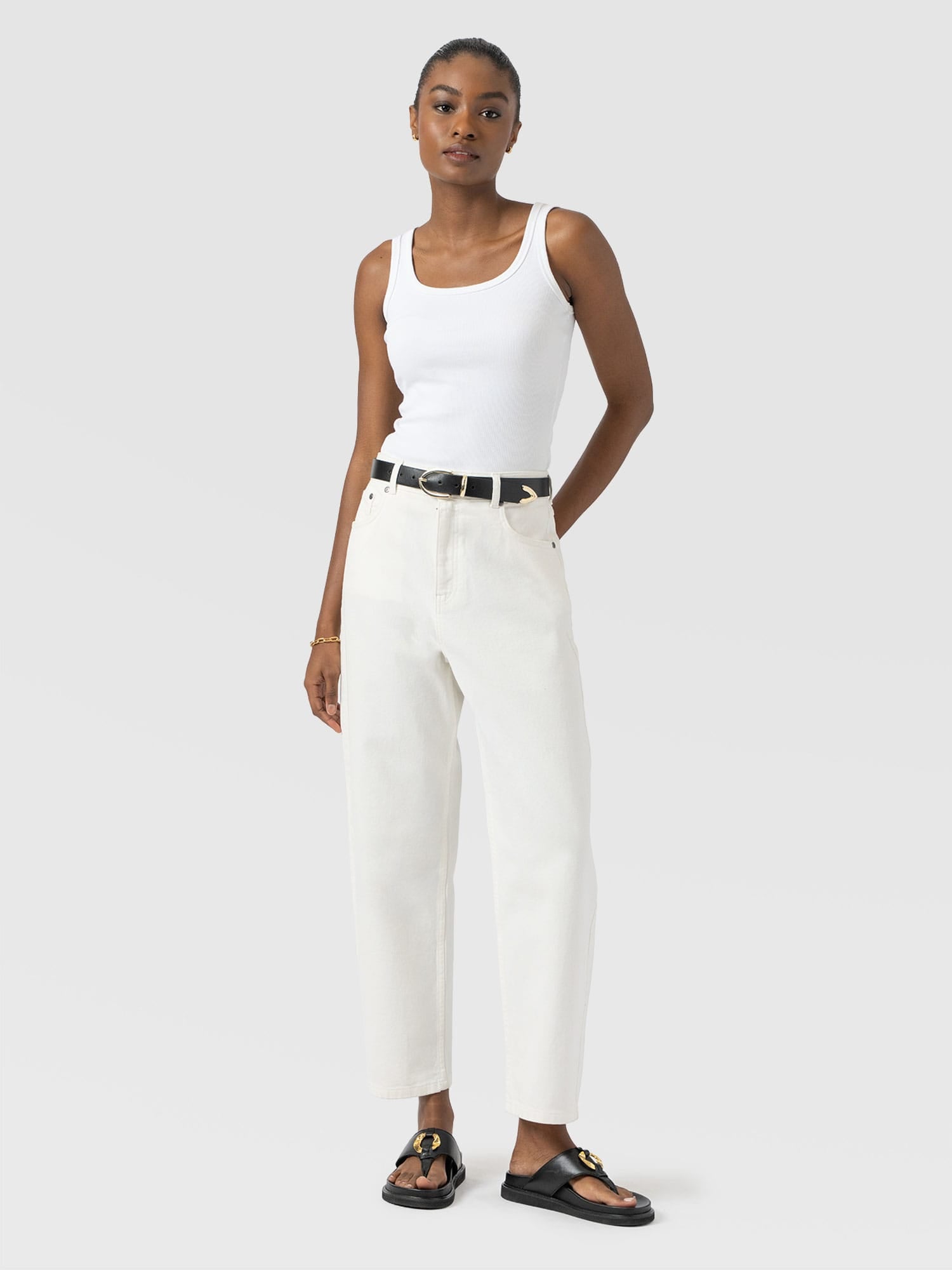 Barrel Leg Jean - White